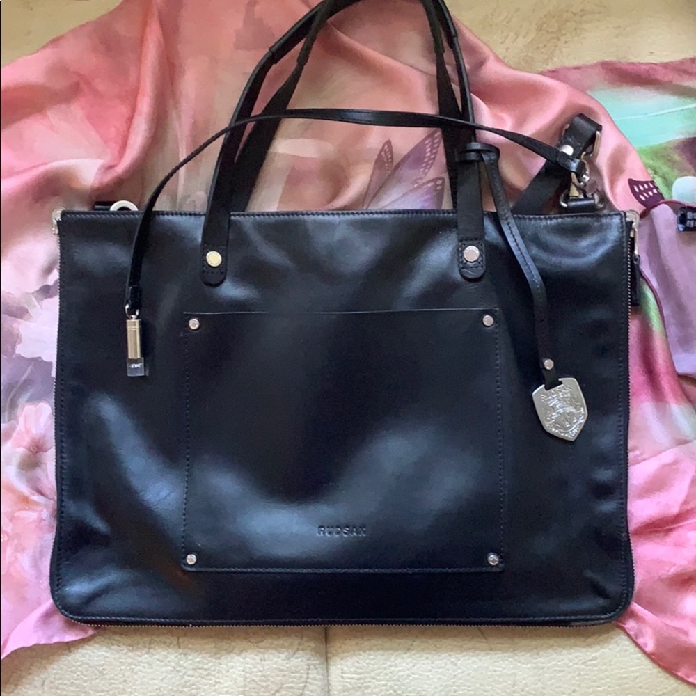 Rudsak black leather reversible briefcase